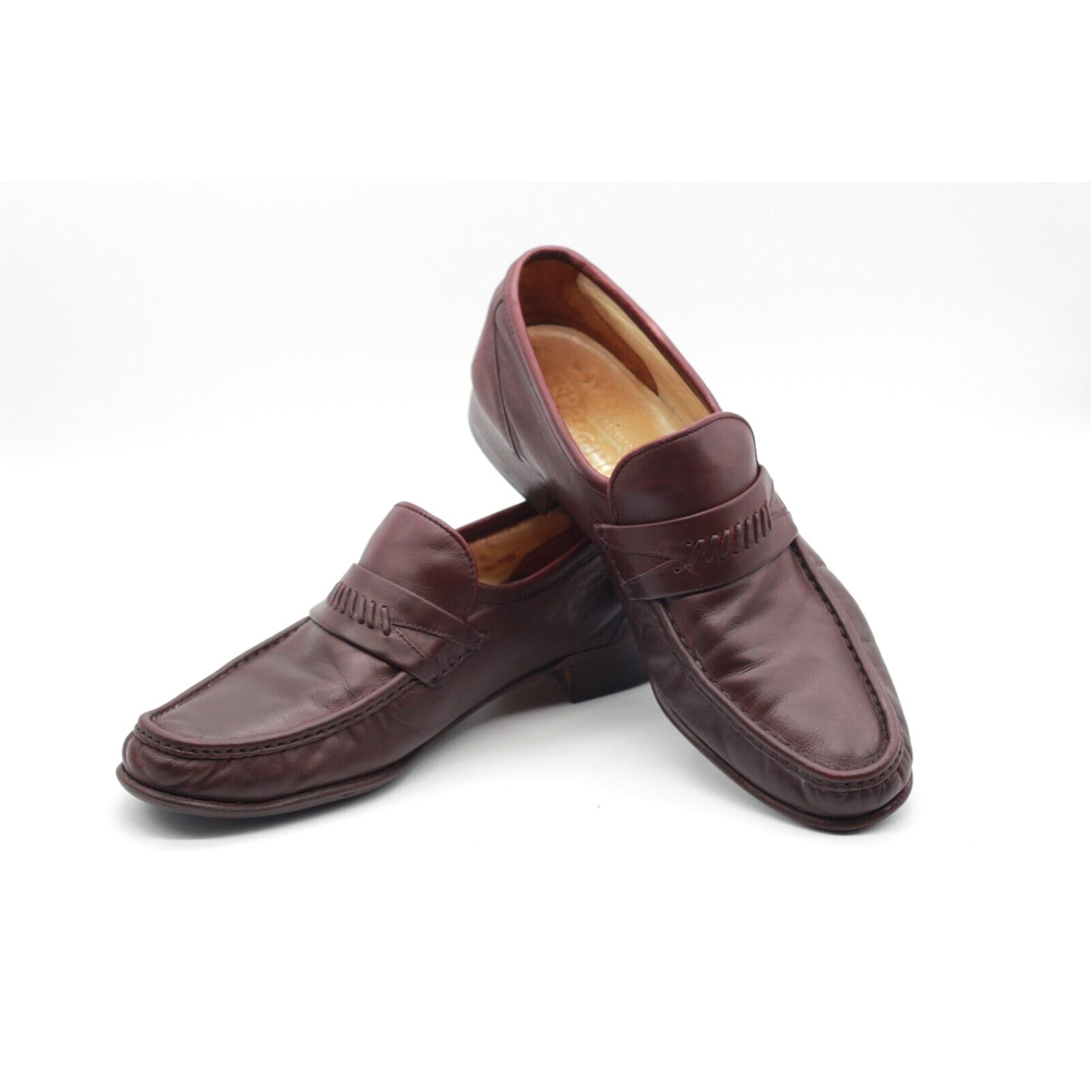 VTG Salvatore Ferragamo Mens Glove Gancini Strap Burgandy Leather Loafer Sze 9.5